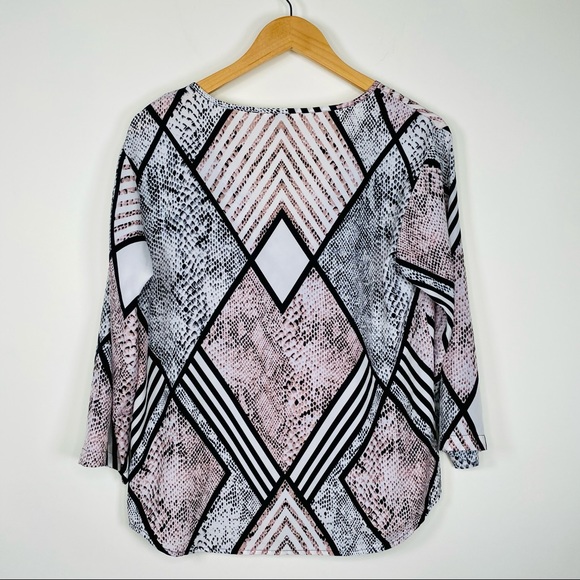 Jack Geometric Multi Pattern Snake Print Blouse Top Black Pink Size Small - Picture 2 of 8
